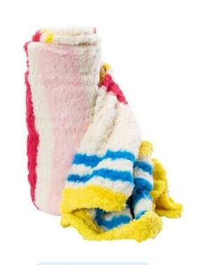 Cerra Plush Striped Sherpa Blanket - Pink, Yellow and Blue - 50 X 60 NEW